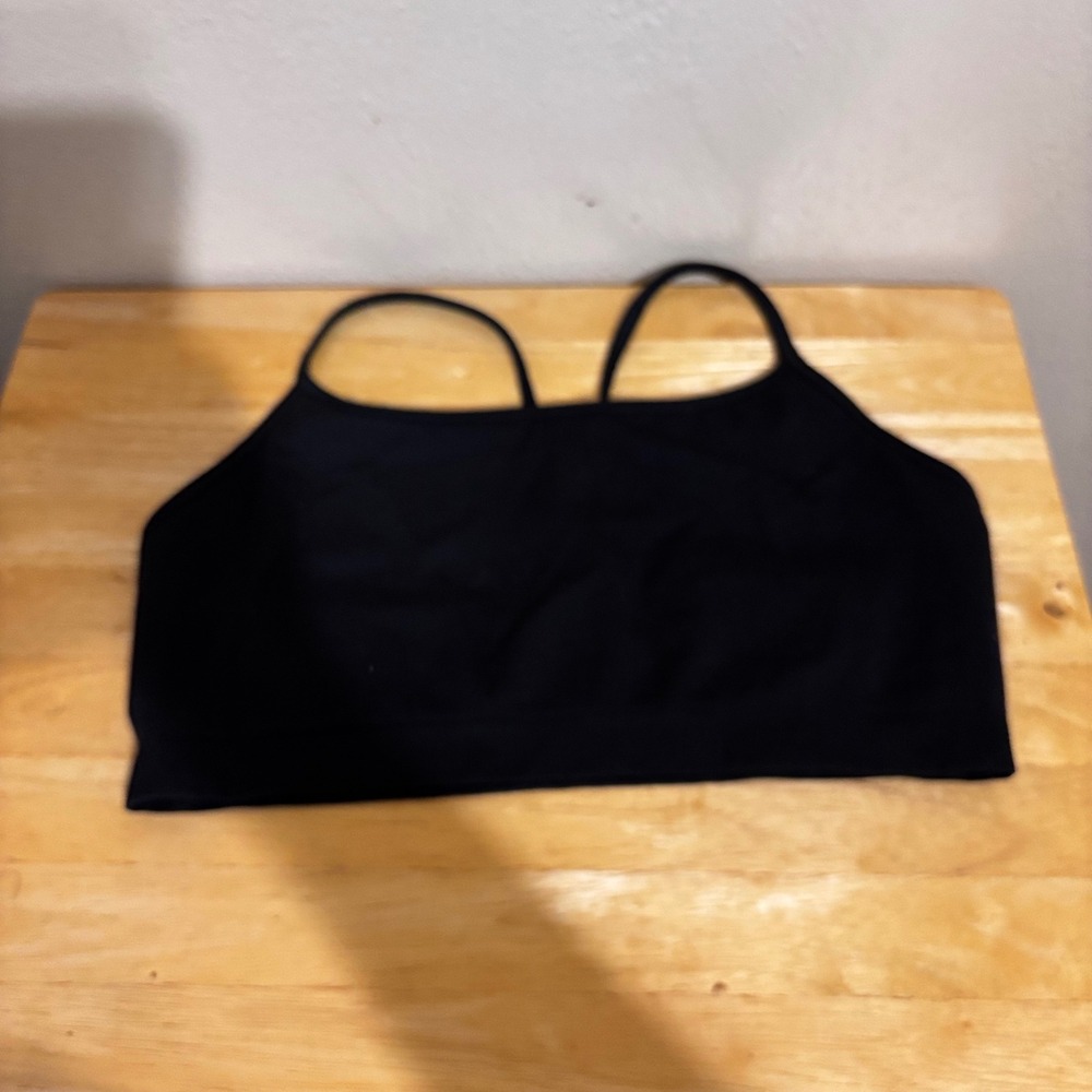 GapBody Bralette Womens L Black Seamless Y-Back Spaghetti Strap Sport